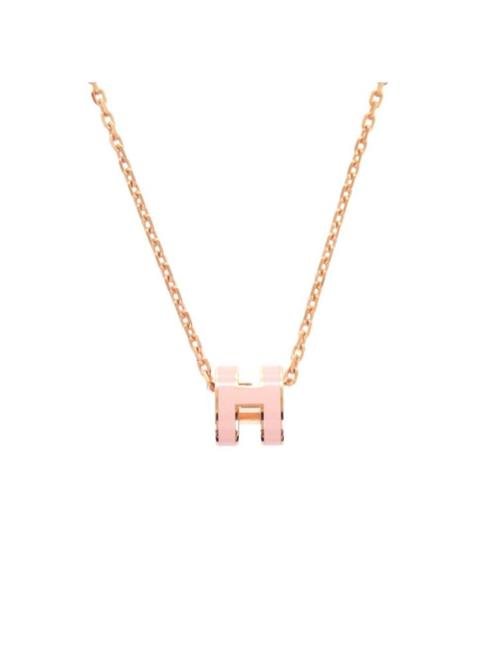 Hermes Pop H Mini Pink Rose Gold Necklace
